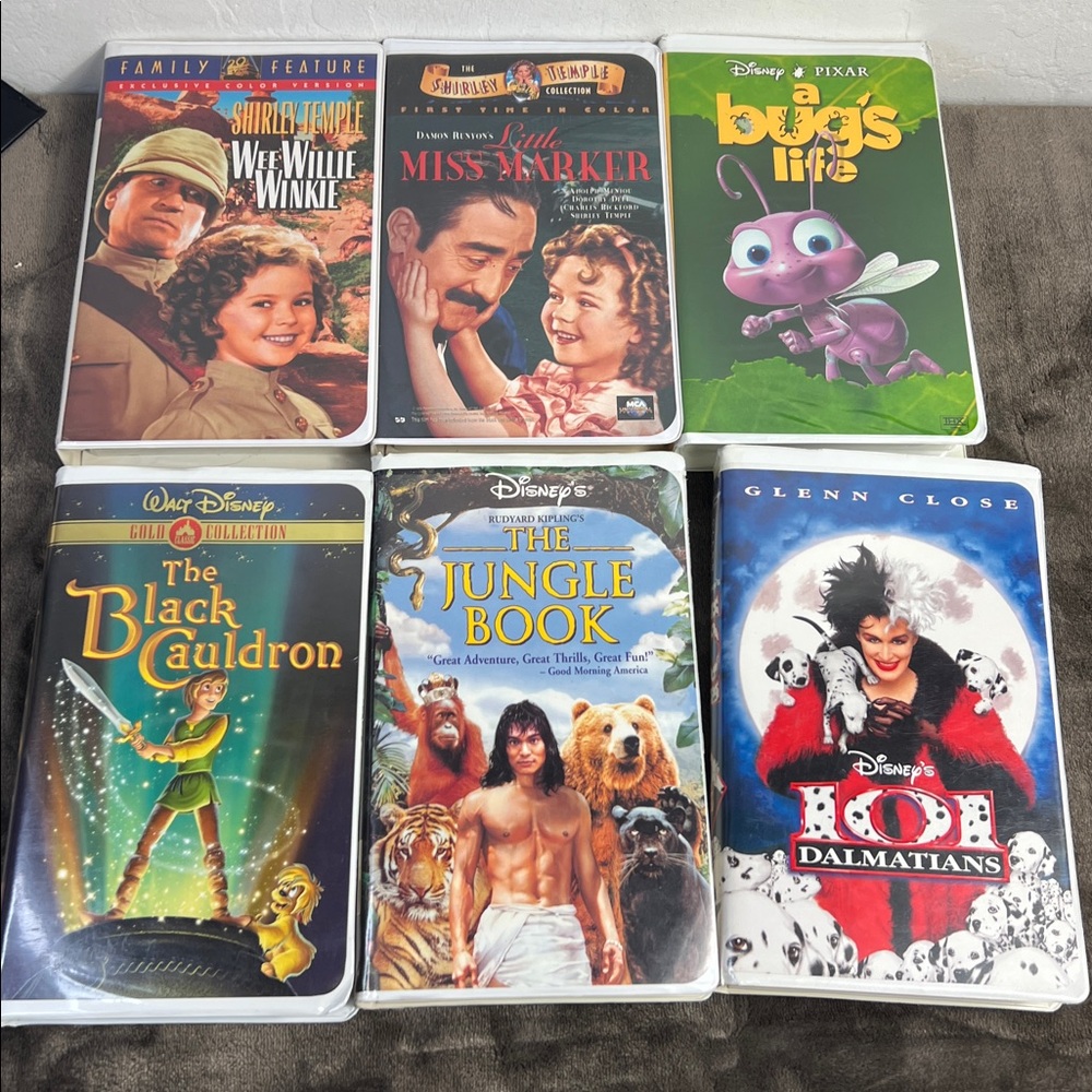 🎬 Vintage VHS Collector Lot | Disney, Pixar & Shirley Temple Classics | 6 Tapes